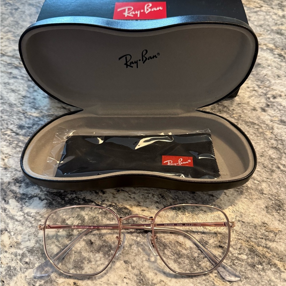 Ray-Ban Hexagonal Optics Rose Gold Blue Light filtering glasses